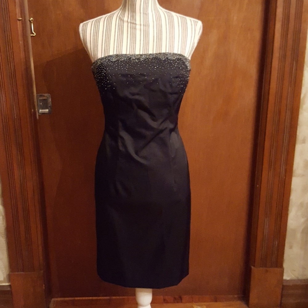 Express Strapless Black Embelished Cocktail Dress